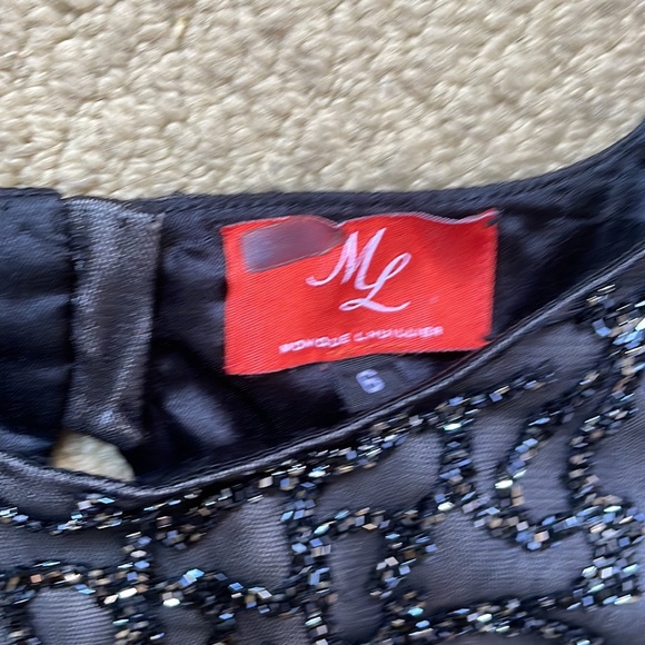 Ml Monique Lhuillier Broken glass beaded black dress